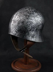 Hammered 18 Gauge Steel Medieval Italian Sallet Helmet Black - Picture 1 of 5