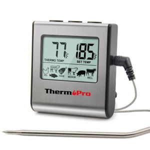 Digital Cooking Meat Thermometer & Clock Timer Food Steak Oven Smoker BBQ Grill