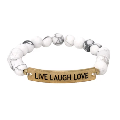 Brazalete pulsera cuentas piedras semipreciosas LIVE RISE LOVE Foto 1 de 4
