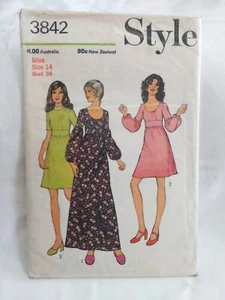 Style 3842 Vintage 70's Misses Dress High-line Bodice With Midriff Band Size 14 - Picture 1 of 5