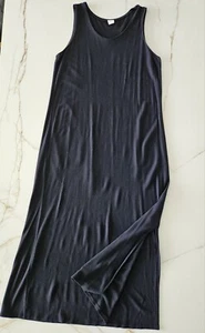 Eileen Fisher Tank Dress Womens Black Slim Maxi Stretch Jersey Knit Side Slit 1X - Picture 1 of 15