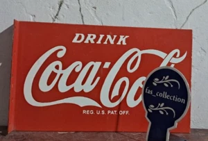 Drink Coca Cola Porcelain Enamel Sign 18x 10 Inches 2 Sided - Picture 1 of 10