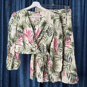 NWT Gal Meets Glam Collection Stevie 2 Piece Skirt Set Summer Palm 2 Linen Blend - Picture 1 of 16