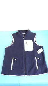 Sonoma Women's Fleece Navy Blue Zip pockets Vest Full Zip - Size L - New - Picture 1 of 10