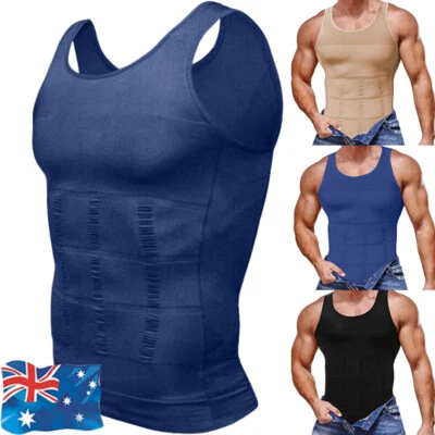 3 Packs Men's Compression Vest Slimming Tank Top Workout Abs Abdomen Body Shaper - image 1 of 4