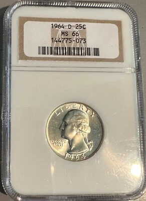 1964-D 25C Washington Silver Quarter NGC MS66 - Image 1 of 2