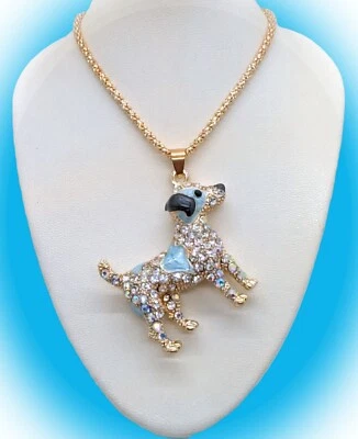 Lindo y Brillante Collar Betsey Johnson AB Cristal y Azul Pastel Remolino Cachorro Perro Foto 1 de 4