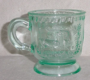 "Antigua taza Mckee ~ ciervo y pino ~ niños 2,5"" verde espuma de mar ~ 1886 brilla" - Imagen 1 de 12