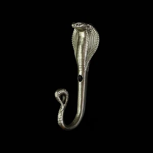 Cobra Wall Hook – Exotic German Silver Snake Hanger – Handmade Wildlife Decor - Picture 1 of 12