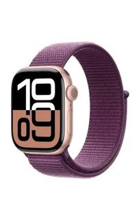 Apple Watch Series 10 (GPS+LTE) 46 MM boîtier en aluminium or rose boucle sport prune - Photo 1 sur 1
