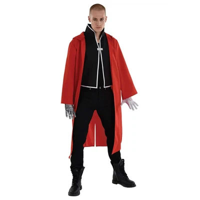 Halloween Adult Mens Fullmetal Alchemist Edward Cosplay Costume Gloves Robe Vest - Image 1 of 2