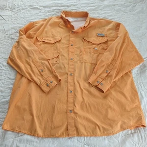 Columbia PFG Men’s 2XL Fishing Shirt Orange Mesh Lined Long Sleeve Vented... - Picture 1 of 17
