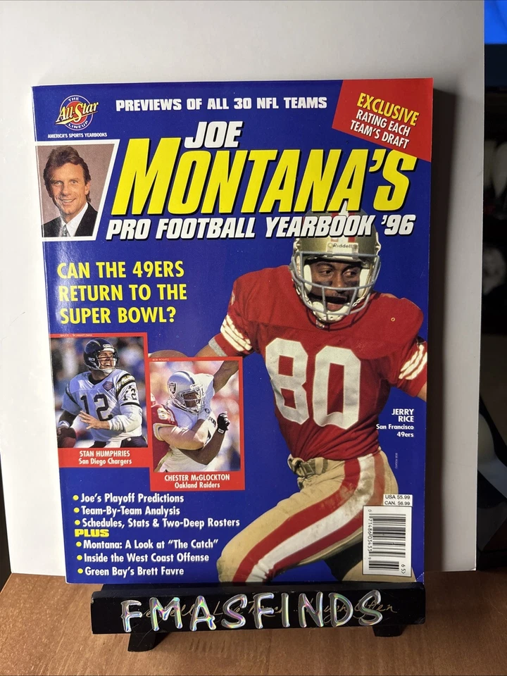 PR2 1996 JERRY RICE 49ers Joe Montana Pro Football Yearbook Magazine  - Image 1 of 1