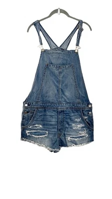 Mono Mameluco Denim L Azul Envejecido Rasgado Pantalones Cortos American Eagle Foto 1 de 4