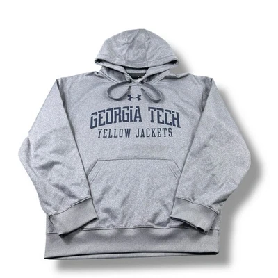 Under Armour Georgia Tech Yellow Jackets Gray Spellout Pullover Hoodie Men Small - Image 1 of 4