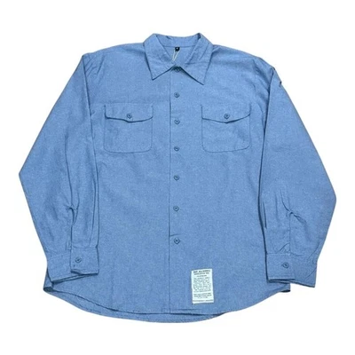 Camisa de preso USP Alcatraz para hombre mediana azul cambray abotonada uniforme de prisión Foto 1 de 4