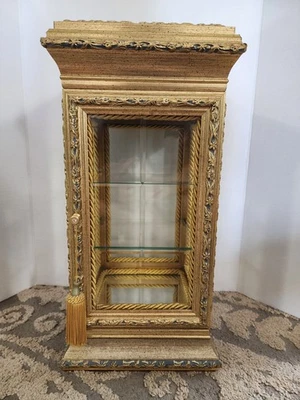 Vintage Italian Gold Gilt Glass Mirrored Display Case Cabinet Creazioni - Image 1 of 4