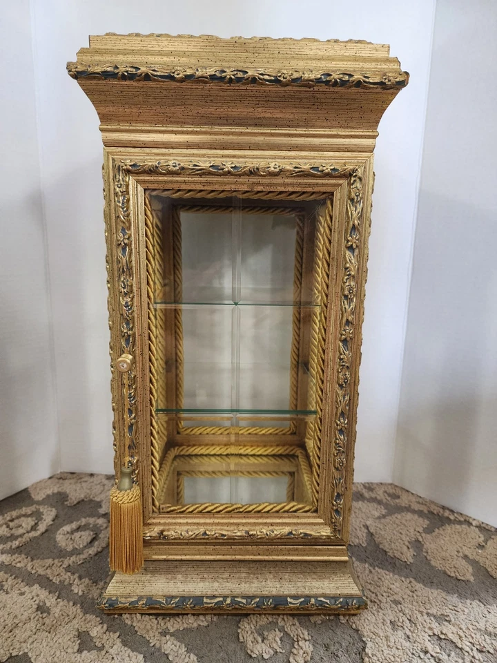 Vitrina italiana vintage de vidrio dorado dorado espejado Creazioni Foto 1 de 4