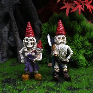 Skelett Zwerg Skulptur Kinder Spielzeug Dekoration Schreibtisch Halloween Ornament 2 Teile/Set - Bild 1 von 5