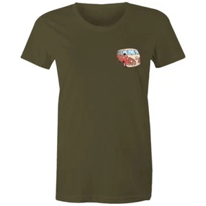 Women's Hippie Kombi Pocket T-shirt - Hippie Festival Casual Cotton Top / Tee - Picture 1 of 105