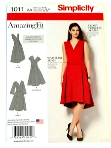 Simplicity 1011 AMAZING FIT DRESS 10-18 bust 32.5-40 sew pattern Uncut FF 2015 - Picture 1 of 9