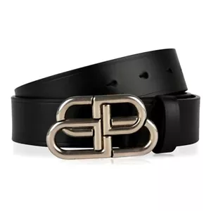 CINTURÓN BALENCIAGA BB Negro/Plateado 90cm - Imagen 1 de 12