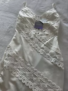 missguided White Talk crochet lace cami mini dress Size US 4 Medium High Low - Picture 1 of 12
