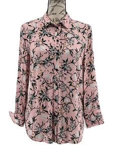 TopShop Bluse Damen rosa Blumenmuster Oberteil mit Kragen geknöpft Größe 4 Small - Bild 1 von 9