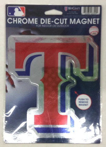 MLB Texas Rangers Wincraft 7" x 6" Indoor/Outdoor Chrome Die Cut Magnet NEW! Cover