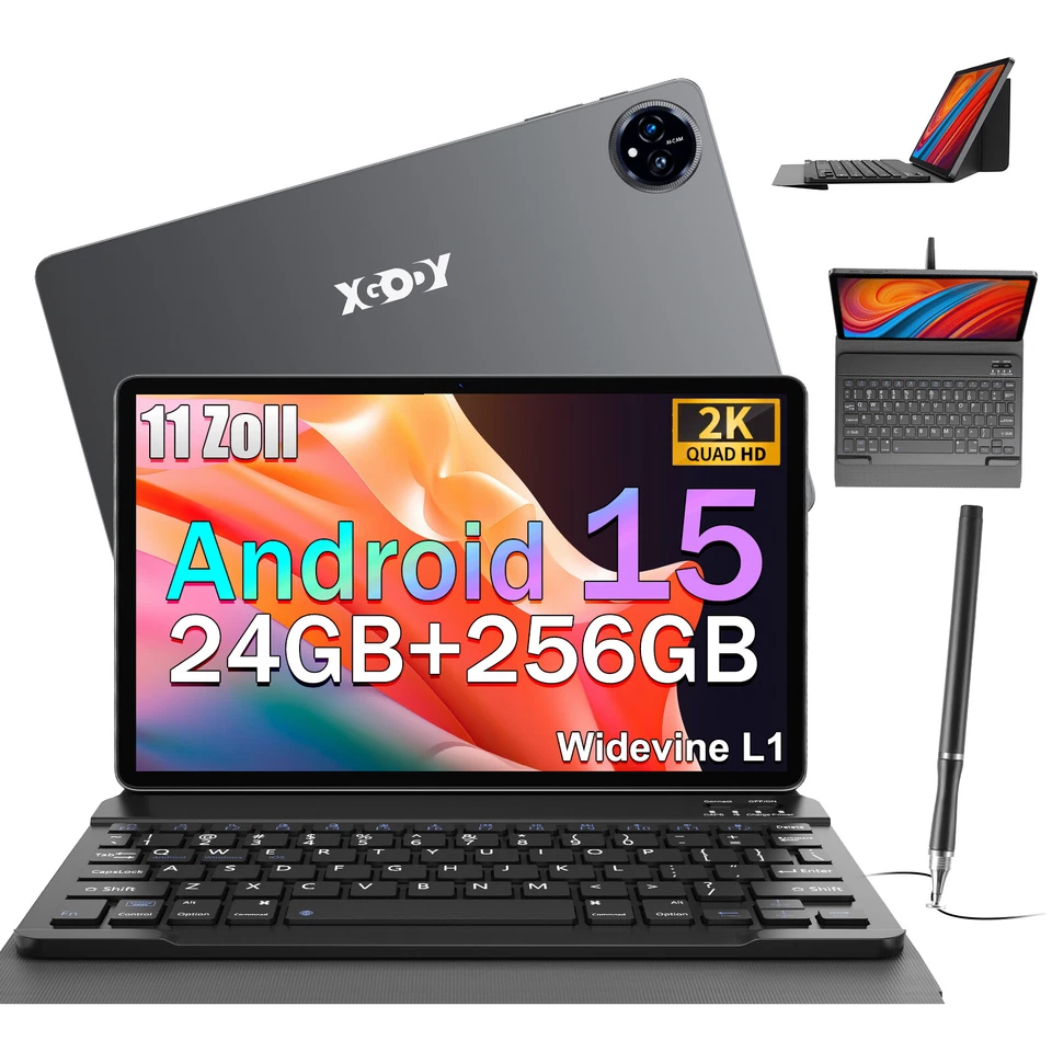 XGODY 2025 Tablet Neu Android 15 24GB+256GB ROM 8000mAh 11 Zoll 13MP+8MP 5G WlFl USB-C