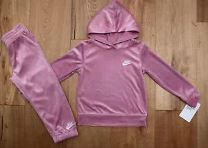 Nike Baby Girl Velour Hooded Jogging Set ~ Elemental Pink ~ 12M - Picture 1 of 4
