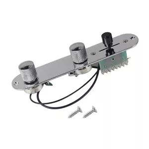 Placa de control de guitarra cromada precableada TL metal 3 vías macetas de interruptor perillas para TL - Imagen 1 de 8