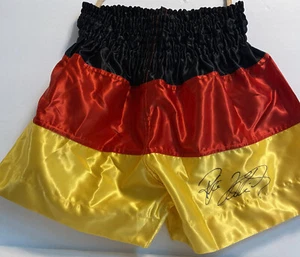 Regina Halmich HOF Signed Autographed Auto German Flag Boxing Trunks BG40 - Picture 1 of 11