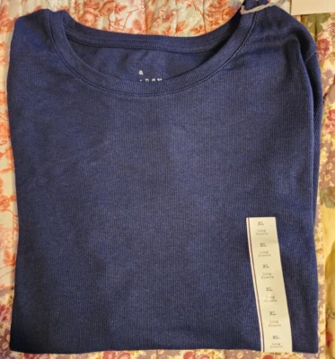 A New Day Dark Navy Blue Women's Long Sleeve Ribbed Shirt XL - Image 1 of 4