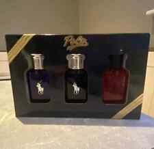 Ralph Lauren World Of Polo 3x 40ml Men's Eau Toilette Gift Set Blue Black Red