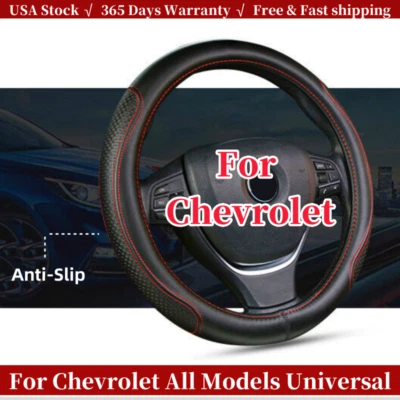 For Chevrolet Leather Universal Steering Wheel Cover Anti-slip Car Accessories Foto 1 de 4