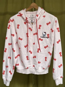 Sanrio Hello Kitty Bow Zip-Up Pink Hoodie Womens XS - Picture 1 of 18