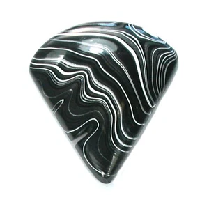 DVH JpWrnglr Black Onyx Fordite Crown of Silver Sheen Cabochon 33x30x6 (4749) - Picture 1 of 3