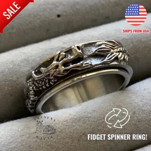 Dragon Fidget Ring, Anxiety Ring, Spinner Ring, Grunge Y2K Ring, Adjustable Ring - Picture 1 of 8