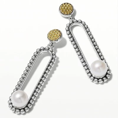 Pendientes colgantes de perlas LAGOS Luna en plata de ley Foto 1 de 4