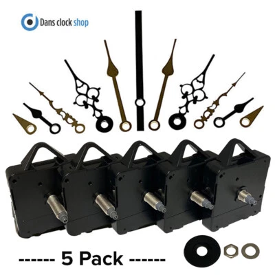 New 5 Pack Quartz Clock Movements Mechanisms Motors & Metal Hands Clock Making - Image 1 of 4