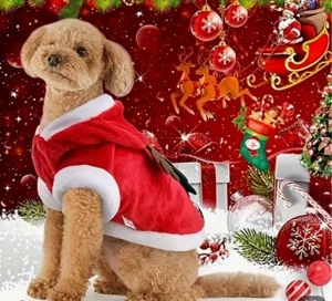 Santa Hat Dog Costume Festive Pet Christmas Outfit Small Breeds - Picture 1 of 4
