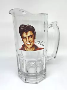 Vintage Elvis Presley Glass Pitcher Libbey Portrait Bar Man Cave - Picture 1 of 6