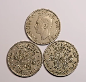 GRAN BRETAÑA: TRES MEDIAS CORONAS 1947, 1948 Y 1949. ENVÍO GRATIS. - Imagen 1 de 2