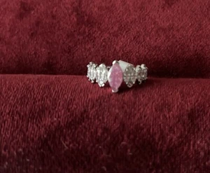 New Bomb Party Ring Happier Than Ever Pink Ice Crystal Rhodium Plated Size 8 - Picture 1 of 3