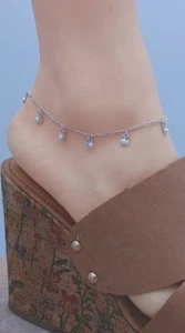 SEA SHELLS & PEARLS STERLING SILVER Clad Bond ANKLET ANKLE BRACELET 9 TO 12.5 - Picture 1 of 3