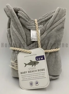 Bata de algodón gris Pottery Barn Kids tiburón bebé critter 3-6 meses #253D - Imagen 1 de 3