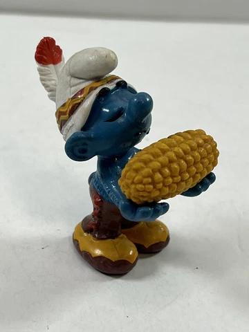 Smurfs 20197 Thanksgiving Corn Smurf Indian Rare Vintage Figure Toy PVC Figurine Cover