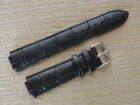 21mm Black Croco Grain Leather Strap Band W/Silver Clasp fit LV Tambour Watch