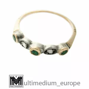 Anillo Art Deco 750 oro amarillo esmeralda diamante 18ct esmeralda - Imagen 1 de 4